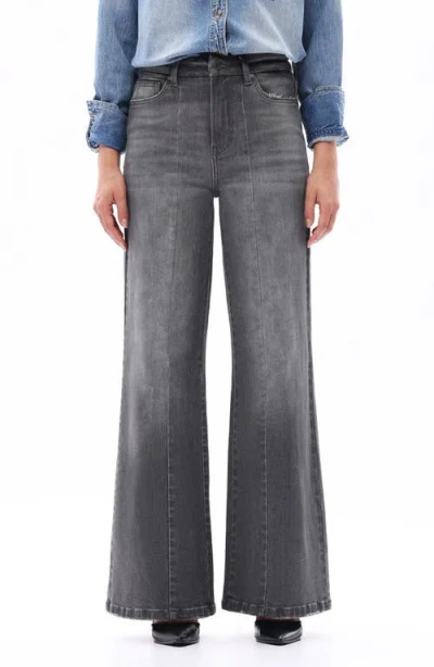 Bayeas Seamed High Waist Wide Leg Jeans In Gray