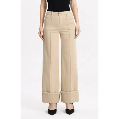 Bayeas Seamed Mid Rise Wide Leg Jeans In Nude