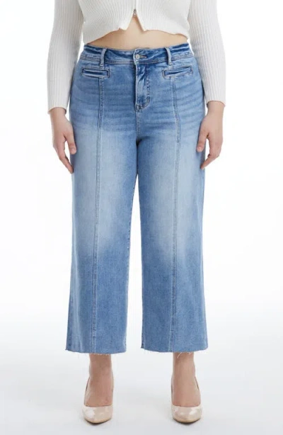 Bayeas Seamed Raw Hem Ankle Wide Leg Jeans