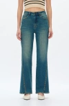 Bayeas Seamed Rivet High Waist Wide Leg Jeans In Blue