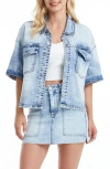 Bayeas Short Sleeve Oversize Denim Jacket In Blue