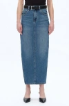 Bayeas Side Slit Denim Maxi Skirt In Blue