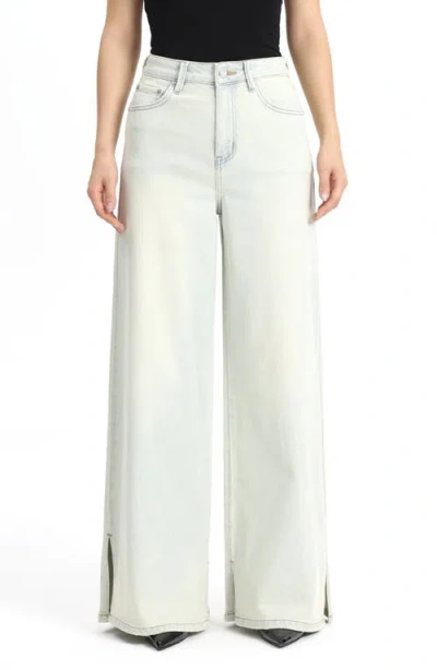 Bayeas Side Slit Wide Leg Jeans In Blue