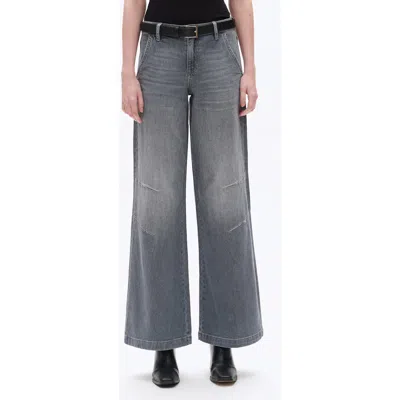Bayeas Slant Pocket Mid Rise Wide Leg Jeans In Gray