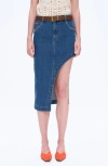 Bayeas Slit Denim Midi Skirt In Blue