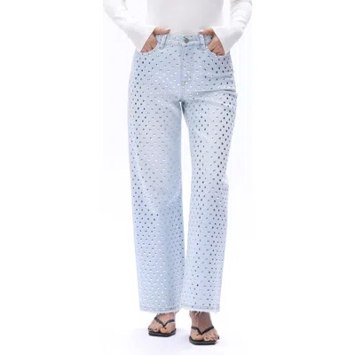 Bayeas Studded High Waist Straight Leg Jeans In Blue