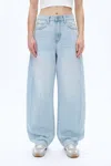 Bayeas Super High Rise Pieced Barrel Leg Denim Jean In Light Blue