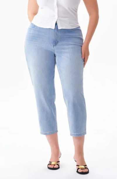 Bayeas Super High Waist Crop Tapered Mom Jeans In Blue