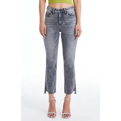 Bayeas Tulip Hem High Waist Crop Slim Straight Leg Jeans In Gray
