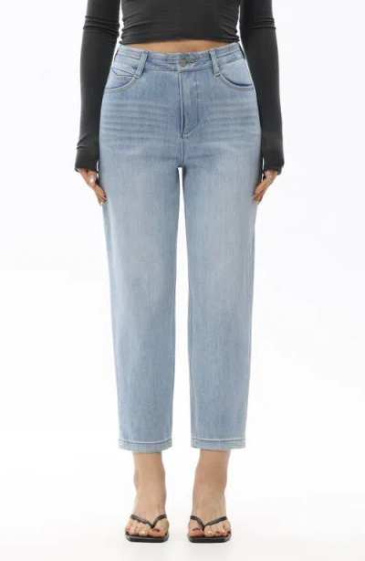 Bayeas Ultra High Waist Crop Slim Straight Leg Jeans In Blue