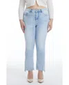 Bayeas Daisy High Waist Raw Edge Crop Straight Leg Jeans In Blue