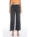 Bayeas Women's High Rise Ankle Wide Jeans In Washed Black