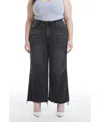Bayeas Plus Size High Rise Ankle Wide Jeans In Washed Black