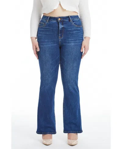 Bayeas Plus Size High Rise Bootcut Jeans In Deep Sea
