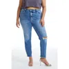 Bayeas Plus Size High Rise Crop Skinny Jeans In Dark Blue