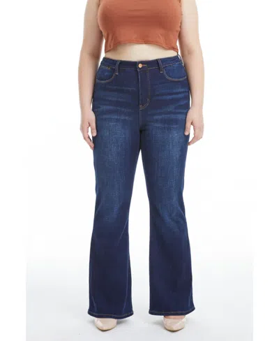 Bayeas Plus Size High Rise Flare Jeans In Dark Wash