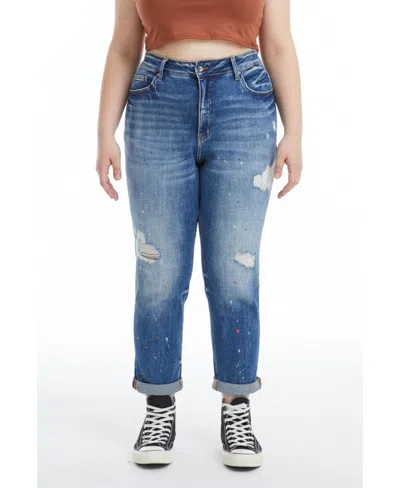 Bayeas Plus Size High Rise Painted Mom Jeans In Mascara