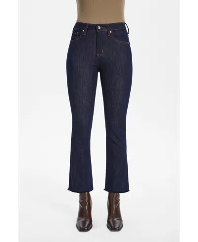 Bayeas Women's High Rise Raw Hem Straight Jeans In Dark Blue