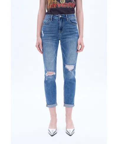 Bayeas Women's High Rise Relaxed Boyfriend Jeans In Midnight Thunder