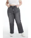 Bayeas Plus Size High Rise Straight Jeans In Black Stone