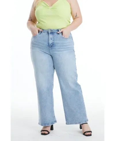 Bayeas Plus Size High Rise Wide Leg Jeans In Bluesky