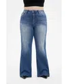 Bayeas Plus Size High Rise Wide Leg Jeans With Raw Hem In Azure