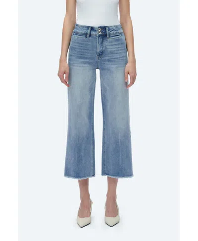 Bayeas Women's High Rise Wide Leg Jeans With Raw Hem In Light Blue