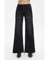 Bayeas Women's High Rise Wide Leg With Frayed Hem In Raven