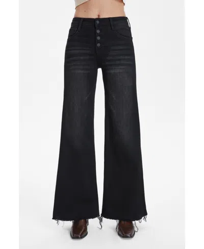 Bayeas Women's High Rise Wide Leg With Frayed Hem In Raven