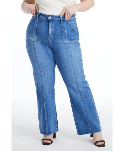 Bayeas Plus Size Jess High Rise Relaxed Straight Jeans In Bluelover