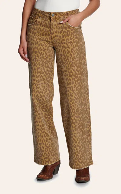 Bayeas Women's Leopard Mid Rise Straight Leg Jeans In Animal Print
