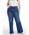 Bayeas Plus Size Linda High Rise Wide Leg Jeans In Deep Sea