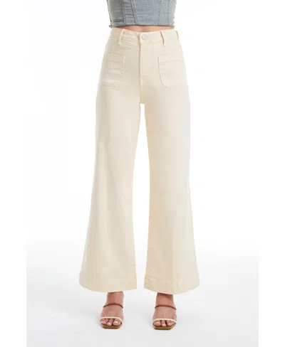 Bayeas Women's Luna High Rise Wide Leg Jeans With Patch Pocket In Vanilla Cream