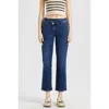 Bayeas Women's Mid Rise Cross Over Straight Leg Jeans In Dark Blue