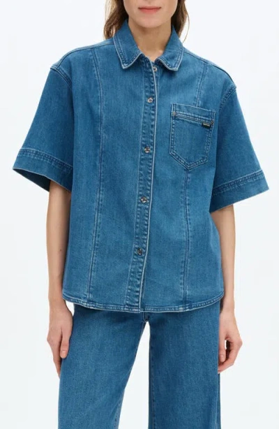 Bayeas Zephyrine Denim Button-up Shirt In Blue