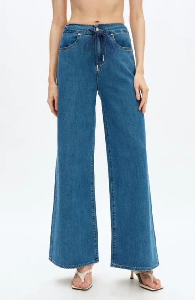 Bayeas Zephyrine Drawstring High Waist Wide Leg Jeans In Blue