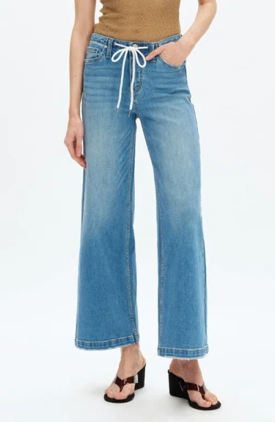 Bayeas Zephyrine Drawstring Wide Leg Jeans In Blue