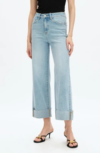 Bayeas Zephyrine High Waist Cuff Wide Leg Jeans In Blue