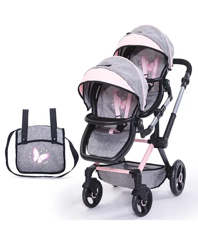 Bayer Design Xeo Twin Butterfly Pram With Matching Handbag, Ages 3+ In Pink