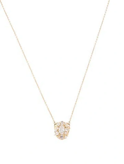 Pre-owned Bayou With Love 14k Diamond Moonscape Oval Pendant Necklace, 18" In Multi