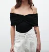 Bayse Eisley Off-the-shoulder Bodysuit In Black