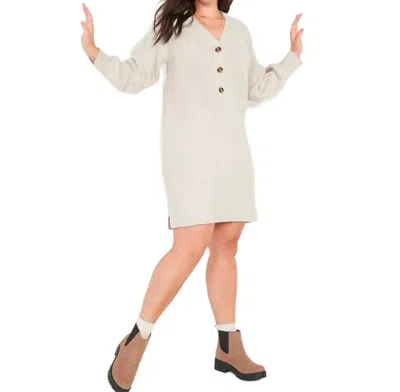 Bayshore Button Front Sweater Dress In Ivory In White