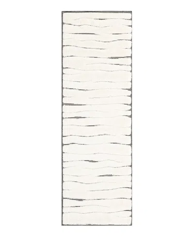 Bayshore Home Textured Tones Lines 2'7"x8' Runner Area Rug In Ivory