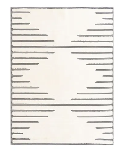 Bayshore Home Textured Tones Strings 9'x12' Area Rug In Ivory