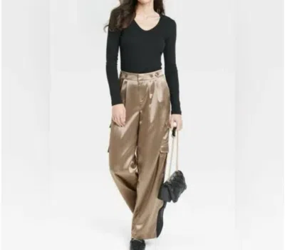 Bayshore Satin Cargo Pants In Muddy Bronze