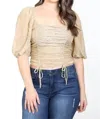 Bayshore Sheer Lace Overlay Top In Gold In Neutral