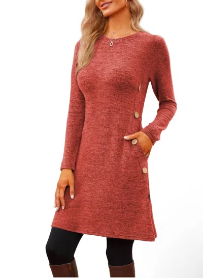 Bayshore Sweater Dress In Burnt Orange In Pink