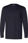 Bayside Union-made Long Sleeve T-shirt With A Pocket In Blue