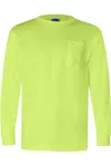 Bayside Union-made Long Sleeve T-shirt With A Pocket In Green