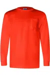 Bayside Union-made Long Sleeve T-shirt With A Pocket In Orange
